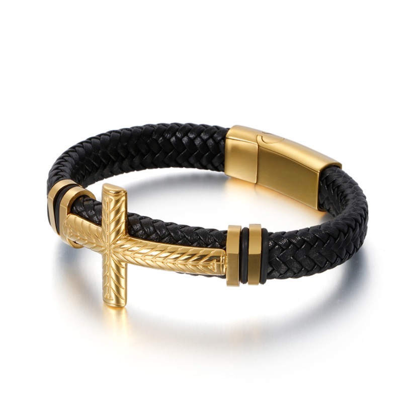 Cross PU Leather Magnetic Bracelet 